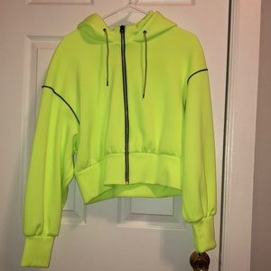 Sporty neon green cropped hoodie